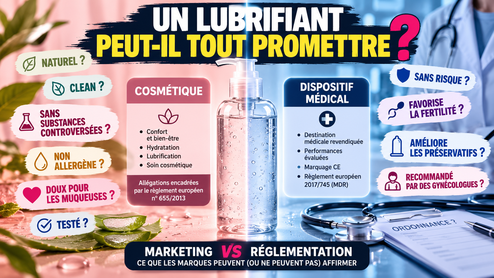 Différence entre lubrifiant cosmétique et dispositif médical et allégations marketing