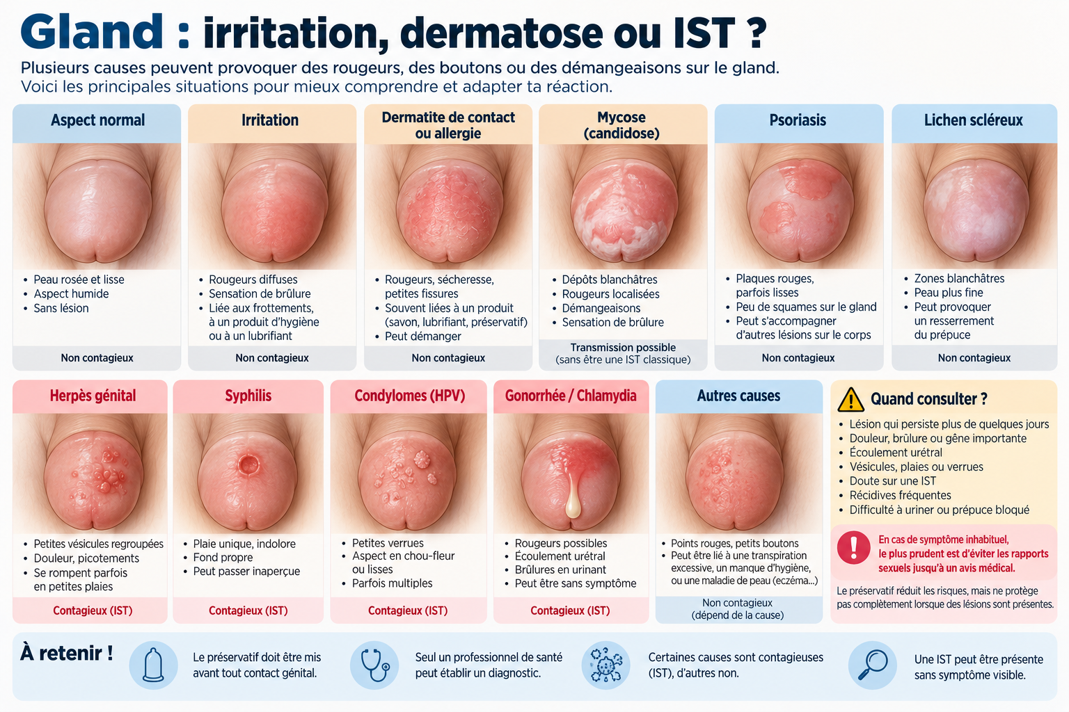 Gland : irritation, dermatose ou IST ?