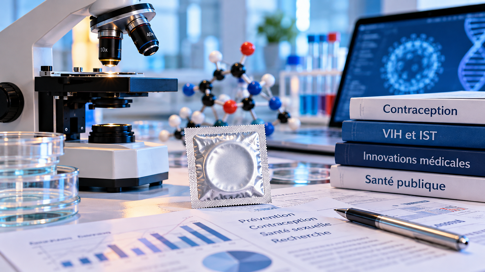 Recherche scientifique sur la contraception, les préservatifs, le VIH et les infections sexuellement transmissibles.